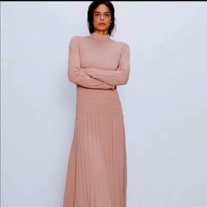 Zara Smocked detail knit dress